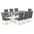 East West Furniture X-Style 9-piece Wood Dinette Table Set in Linen White