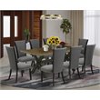 East West Furniture X-Style 9-piece Wood Kitchen Table Set in Jacobean Brown