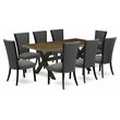 East West Furniture X-Style 9-piece Wood Kitchen Table Set in Jacobean Brown