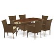 East West Furniture Oslo 7-piece Modern Metal Patio Set in Brown