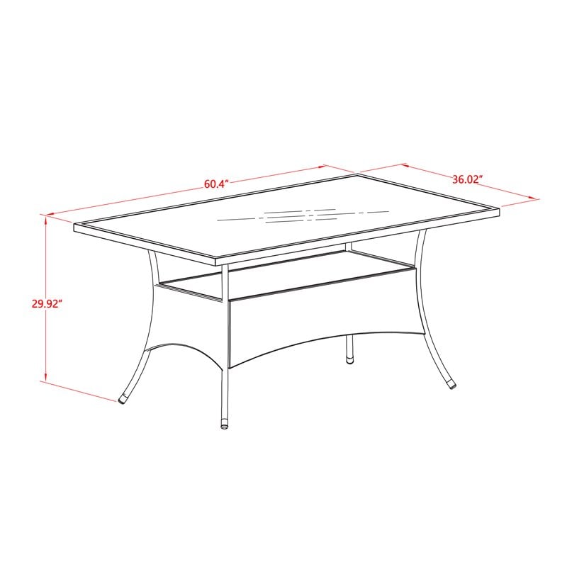 East West Furniture Oslo 7-piece Modern Metal Patio Set in Natural
