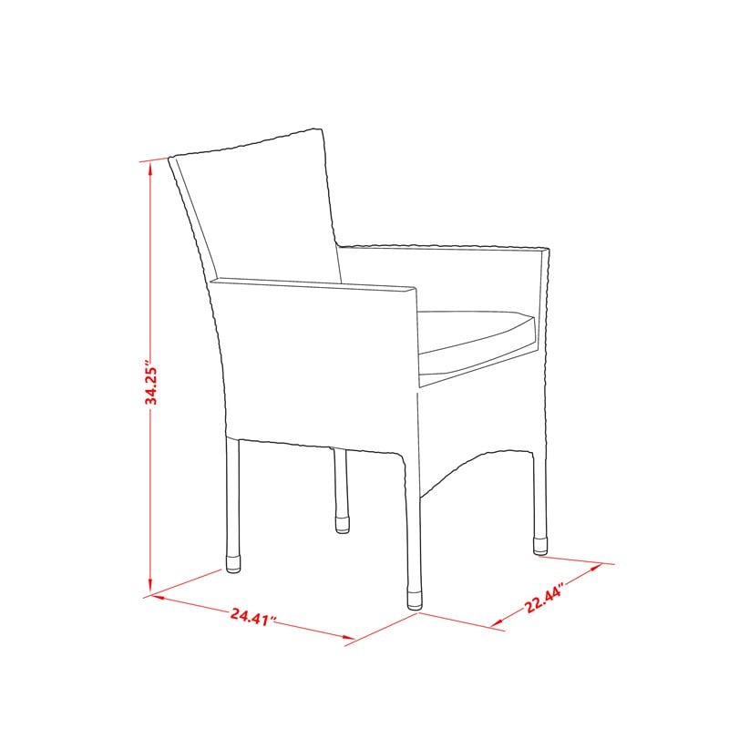 East West Furniture Oslo 7-piece Modern Metal Patio Set in Natural
