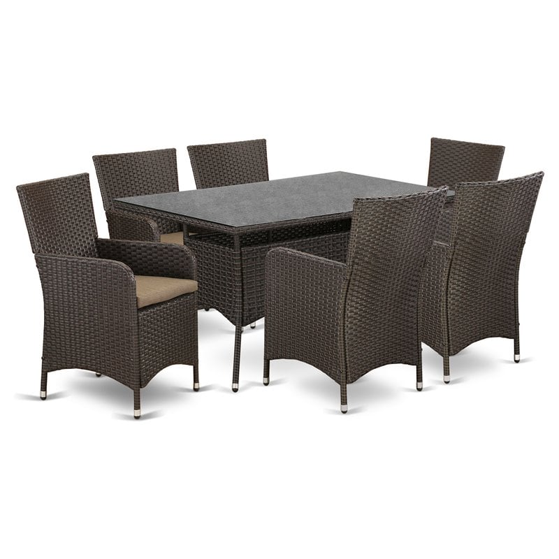 East West Furniture Valencia 7piece Modern Metal Patio Dining Set in