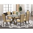 East West Furniture X-Style 7-piece Wood Kitchen Table Set in Brown/Cement