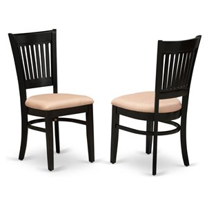 East West Furniture Vancouver Traditional Wood Dining Chairs in Black (Set of 2)