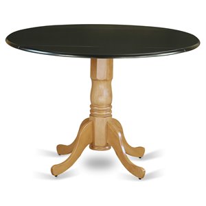 east west furniture dublin round traditional wood dining table in black and oak