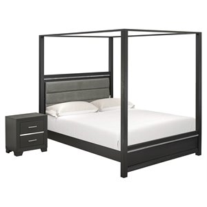 East West Furniture Denali 2-piece Wood Queen Bedroom Set in Brush Gray