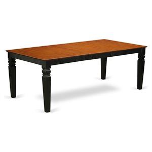 east west furniture logan traditional wood dining table in black and cherry