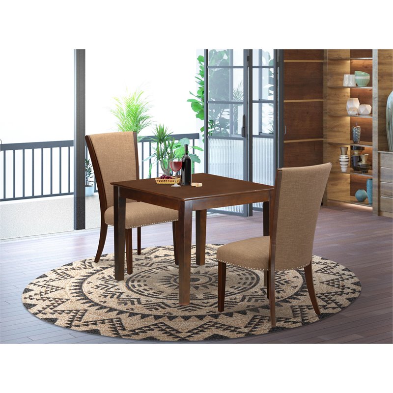 East West Furniture Oxford 3-piece Wood Dining Set in Mahogany/Light Sable