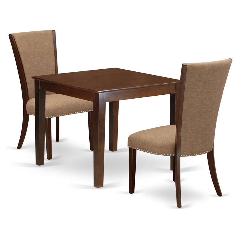 East West Furniture Oxford 3-piece Wood Dining Set in Mahogany/Light Sable