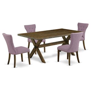 East West Furniture X-Style 5-piece Wood Dinette Table Set in Jacobean Brown