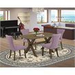 East West Furniture X-Style 5-piece Wood Kitchen Set in Jacobean Brown