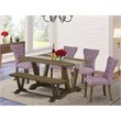 East West Furniture V-Style 6-piece Dining Set with Linen Chairs in Brown