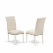 East West Furniture X-Style 6-piece Wood Dining Table Set in Linen White