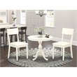 East West Furniture Antique 3-piece Dining Set with Leather Seat in Linen White