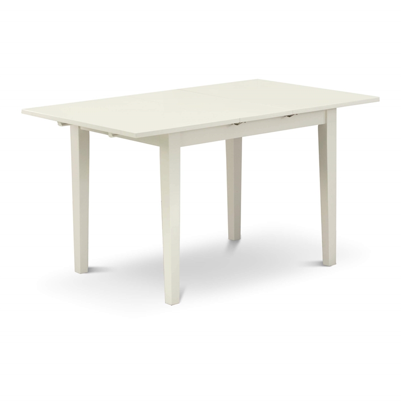 East West Furniture Norfolk 5-Piece Dining Set with Wood Seat in Linen White