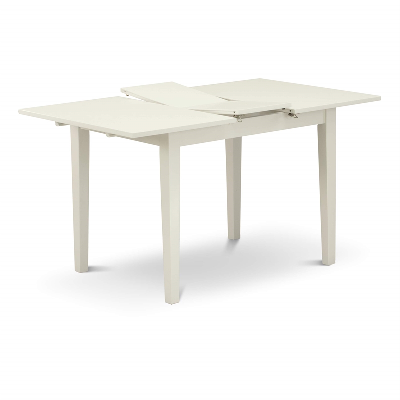 East West Furniture Norfolk 5-Piece Dining Set with Wood Seat in Linen White