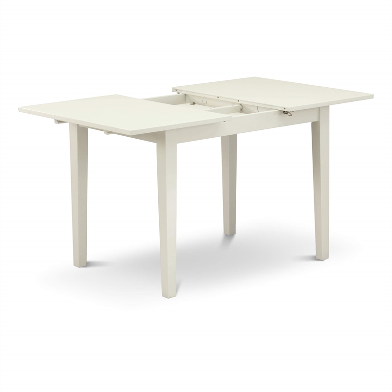 East West Furniture Norfolk 5-Piece Dining Set with Wood Seat in Linen White