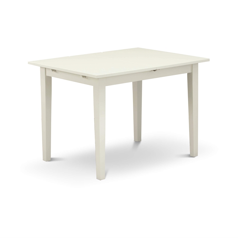 East West Furniture Norfolk 5-Piece Dining Set with Wood Seat in Linen White