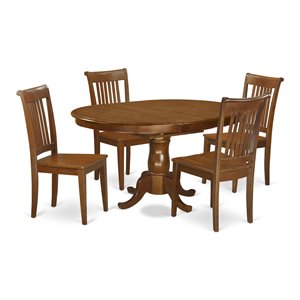 east west furniture portland 5-piece wood dining set in saddle brown
