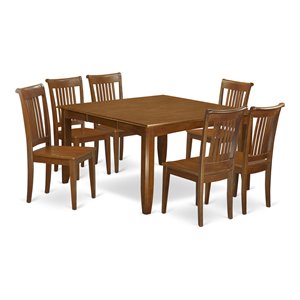 East West Furniture Parfait 7-piece Wood Dinette Set in Saddle Brown