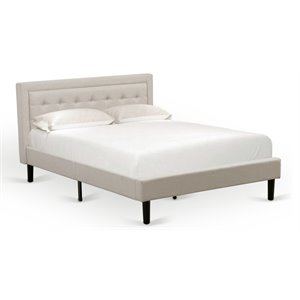 East West Furniture Fannin Traditional Wood Platform Queen Bed in Mist Beige