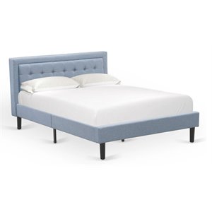 East West Furniture Fannin Traditional Wood Platform Queen Bed in Denim Blue