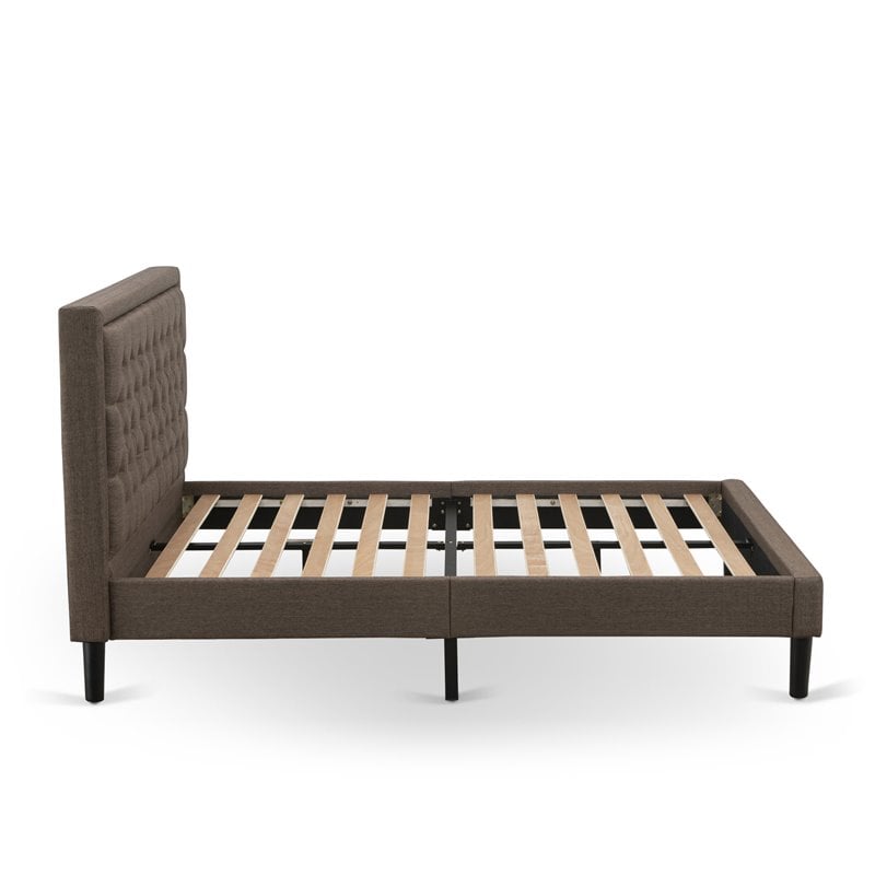 East West Furniture Kendall Traditional Wood Platform Queen Bed Frame in Brown