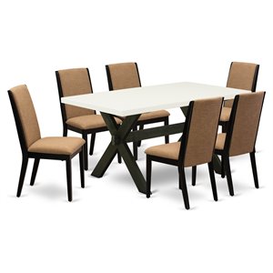 East West Furniture X-Style 7-piece Wood Dining Set in Black/Light Sable