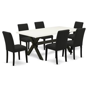 East West Furniture X-Style 7-piece Wood Dining Room Set in Black Finish