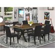 East West Furniture X-Style 7-piece Wood Kitchen Table Set in Black Finish