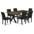 East West Furniture X-Style 7-piece Wood Kitchen Table Set in Black Finish
