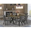 East West Furniture X-Style 7-piece Wood Kitchen Dining Table Set in Gotham Gray
