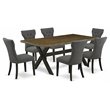 East West Furniture X-Style 7-piece Wood Kitchen Dining Table Set in Gotham Gray
