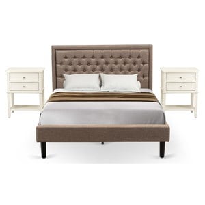 East West Furniture 3-piece Traditional Wood Queen Bedroom Set in Dark Brown