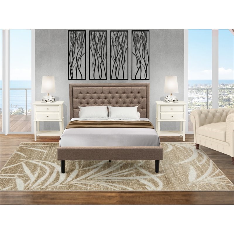 East West Furniture 3-piece Traditional Wood Queen Bedroom Set in Dark Brown