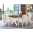 East West Furniture X-Style 7-piece Wood Dining Room Table Set in Cream