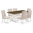 East West Furniture X-Style 7-piece Wood Dining Room Table Set in Cream
