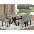 East West Furniture X-Style 7-piece Wood Dinette Table Set in Light Gray