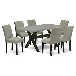 East West Furniture X-Style 7-piece Wood Dinette Table Set in Light Gray