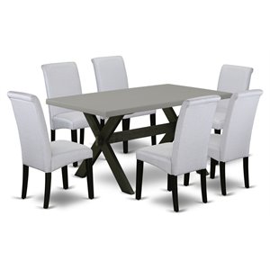 East West Furniture X-Style 7-piece Traditional Wood Kitchen Set in Black
