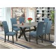 East West Furniture X-Style 7-piece Wood Kitchen Table Set in Black