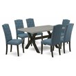 East West Furniture X-Style 7-piece Wood Kitchen Table Set in Black
