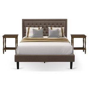 East West Furniture 3-piece Traditional Wood Bed Set in Brown Finish