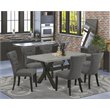 East West Furniture X-Style 7-piece Dining Table and Chair Set in Gotham Gray