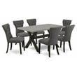 East West Furniture X-Style 7-piece Dining Table and Chair Set in Gotham Gray