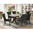 East West Furniture X-Style 7-piece Wood Kitchen Table & Chair Set in Dark Gray