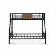 East West Furniture Jackson Traditional Metal Twin Over Full Bunk Bed in Black