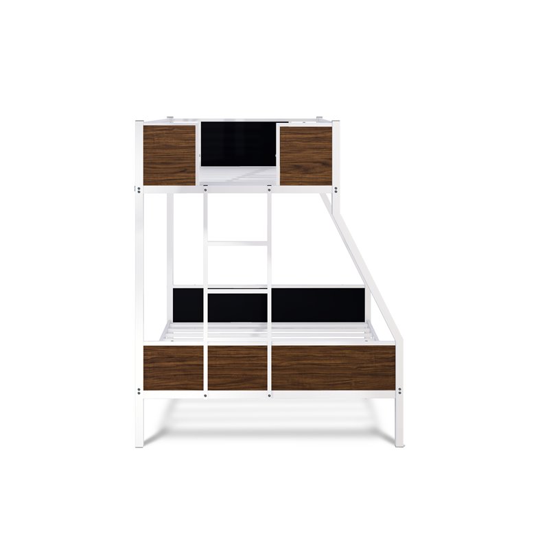 East West Furniture Jackson Traditional Metal Twin Over Full Bunk Bed in White