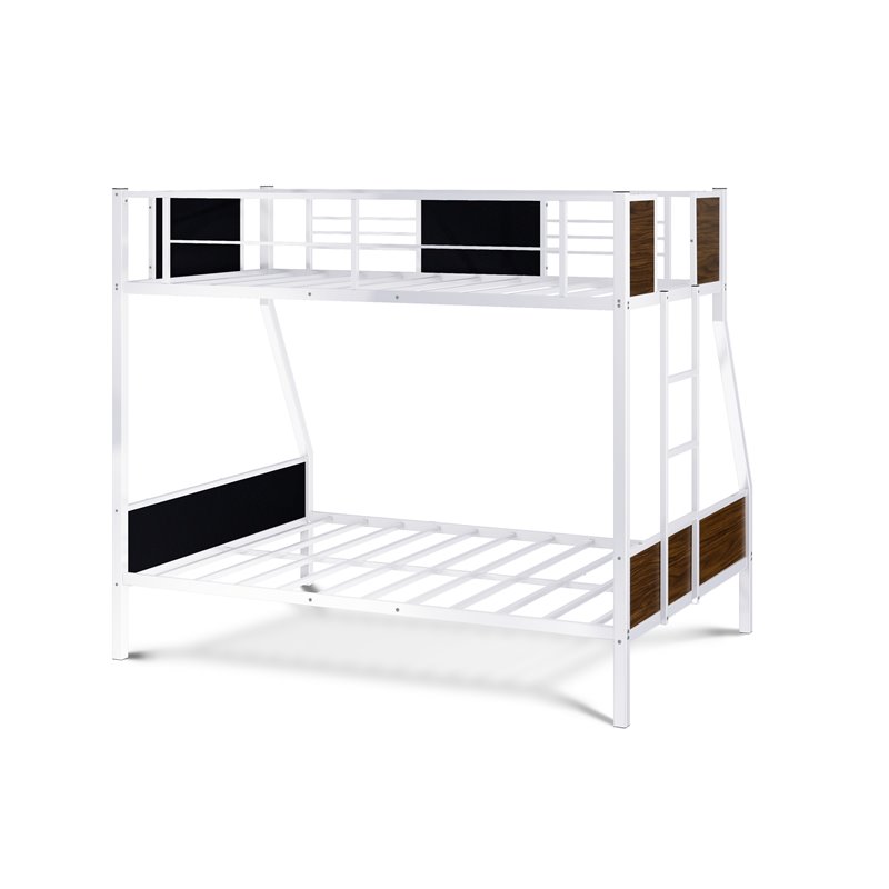 East West Furniture Jackson Traditional Metal Twin Over Full Bunk Bed in White